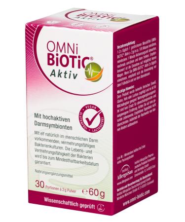 Omni Biotic active |30 portions (60g) |11 bacterial strains |10 billion germs per daily dose |Powder |Vegan |For daily application |With bacteria for the intestinal flora 60 g