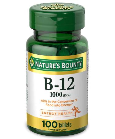 Nature's Bounty Vitamin B12 Supports Energy Metabolism 1000 mcg 100 Count . 100 Count (Pack of 1)