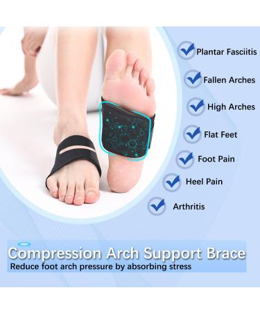 Unisex Arch Support Bands for Flat Feet & Plantar Fasciitis - Adjustable Compression Orthotics for Men & Women (Black 1 Pair - Buy Online on GoSupps.com
