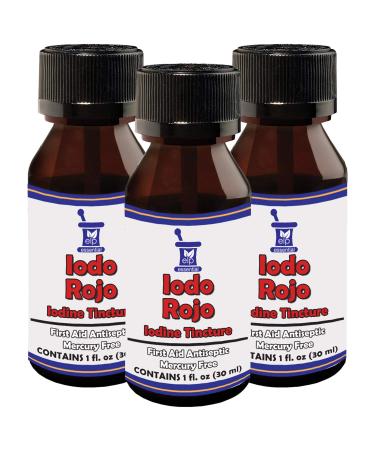 Iodine Tincture Red First Aid Antiseptic Iodo Rojo 1 Oz 3 Pack