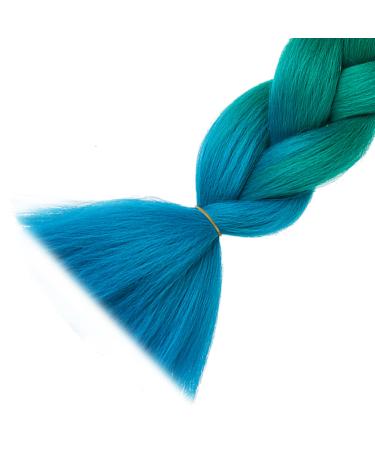LDMY Ombre Black Green Blue Braiding Hair Extensions - 6pcs Jumbo Synthetic Hair 100g Each - Buy Online on GoSupps.com