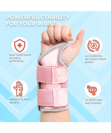 Buy Upgraded Carpal Tunnel Wrist Brace - Left Hand Pink S/M | Comfortable Hand Splint for Arthritis Tendonitis & Sprains - Perfect Fit for Men & Women - Buy Online on GoSupps.com