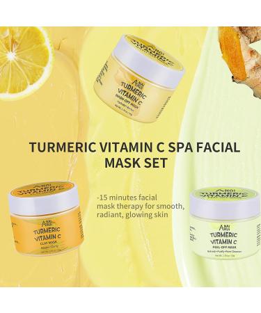 Turmeric Vitamin C Facial Mask Mini Kit - 3-in-1 Clay, Peel Off & Wash-Off Masks for Acne, Dark Spots, Oily Skin - 1.75 oz x3 - Buy Online on GoSupps.com