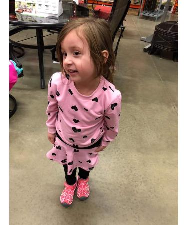 Girls Toddler Heart Print Hoodie Top + Leggings Set 5-6 Yrs - Pink - Buy Online on GoSupps.com