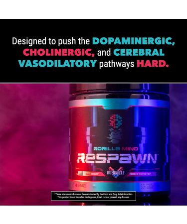 Gorilla Mind Respawn Cherry Blackout - Advanced Gaming Supplement for Focus Reaction Time & Clean Energy | 40 Servings | International Shipping Available - Buy Online on GoSupps.com