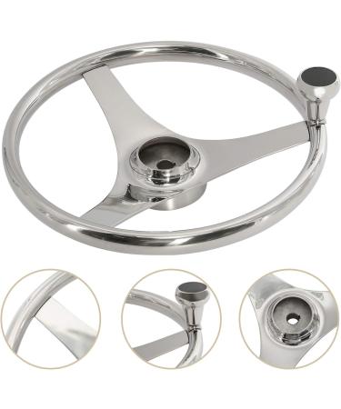 YaeGarden Stainless Steel Boat Steering Wheel 13.5 Inch with Turning Knob - 3 Spoke Sports Design (7300S2 Knob) - Buy Online on GoSupps.com