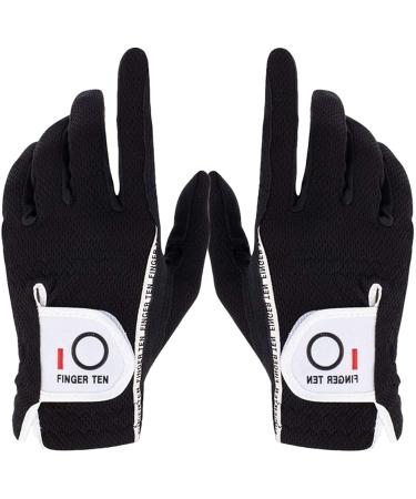 Finger ten golf gloves men right golf glove worth 1 pair of golf gloves left right hand gloves for men golfers all weather microfiber microfiber rain grip black m couple