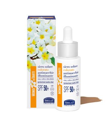 Helan Mono de Tahiti - Tinted Moisturising Anti-Darkening Face Serum with Vitamin C and E Skincare Sun Protection 50+ Face Protect Collagen against Blue Light Illuminating Face Skin Care 2in1 30ml