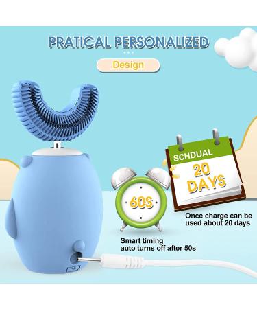 Kids Electric Toothbrush  U-Shaped Ultrasonic Toddler Automatic Toothbrush with Six Smart Modes Auto Whitening Toothbrush IPX7 Waterproof Design for Children Kids Toddler 2-7 Years (Blue) 1-bule - Buy Online on GoSupps.com