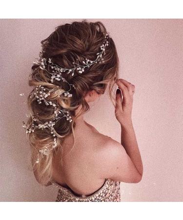 GENBREE Rhinestone Wedding Hair Vine Bridal Headband - Silver Bride Hair Accessories (19.7in) - Buy Online on GoSupps.com