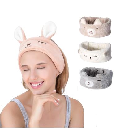 Ergonflow 4 Pack Animal Coral Fleece Spa Headbands Women's Facial Hair Bands - Buy Online on GoSupps.com