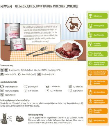 Mjamjam Premium Wet Cat Food - Culinary Deer & Turkey with Cranberries - Mix Pack II - Wild Rabbit 200g (6 Pack) - Buy Online on GoSupps.com