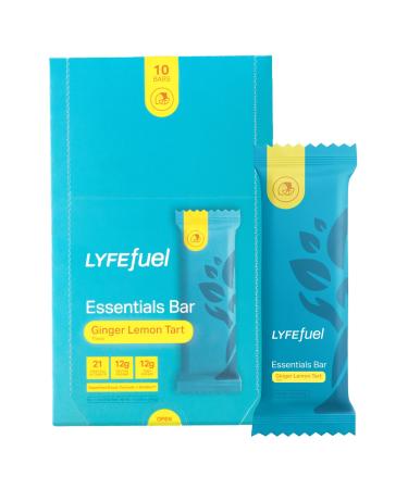 LyfeFuel Essential Nutrition Bar - The Perfect Vegan Meal Replacement Bar with High Fiber Low Sugar and 21 Vitamins & Minerals - Made from 100% Nutrient-Dense Whole Foods (Lemon Tart - Box of 10) Ginger Lemon Tart