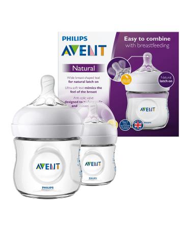 Philips Avent Natural Baby Bottle with Teat for Newborns (Model SCF030/27) 2 Pack (125ml)