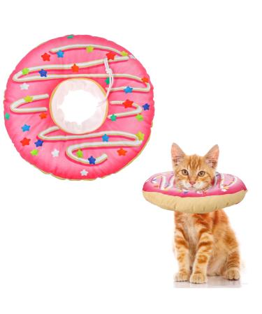Halskruff cat adjustable cats donut cat collar soft anti-bite protective collar protective collar for kitten puppies pets after surgery and injuries (pink-m)