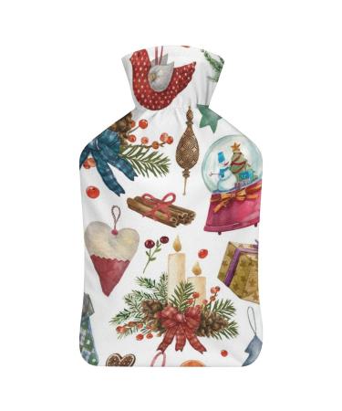 Christmas Hot Water Bottle With Cover Plush Bed Bottle Hand Warmer For Adults And Children 26.5X15.3cm