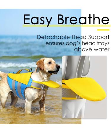 ThinkPet XL Dog Life Jacket | Adjustable Reflective Lifesaver | Buoyant Yellow Blue for Safe Water Adventures - Buy Online on GoSupps.com