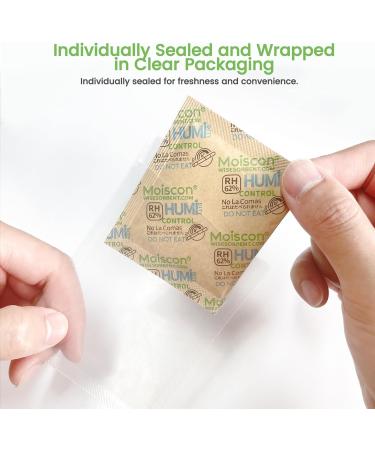 WISESOR 60-Pack Two-Way Moisture Control Packs | 62% RH 8g for 28ml Herbs Storage - Keep Your Herbs Fresh! - Buy Online on GoSupps.com