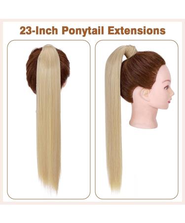 Shop Tess Ponytail Extension - 60 cm Dark Blonde & Bleach Blonde Braid (#18/613) - 90g Smooth Long Hair Extension for Effortless Style - Buy Online on GoSupps.com