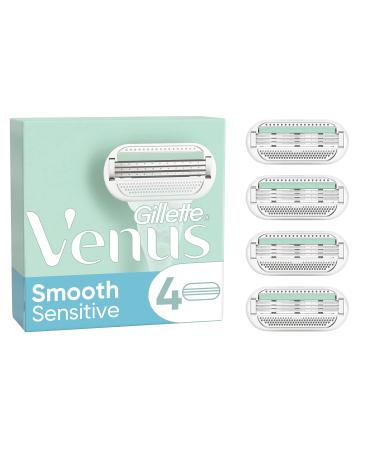 Gillette Venus Deluxe Smooth Sensitive Blade Refills X4, For Women, 3 Blades