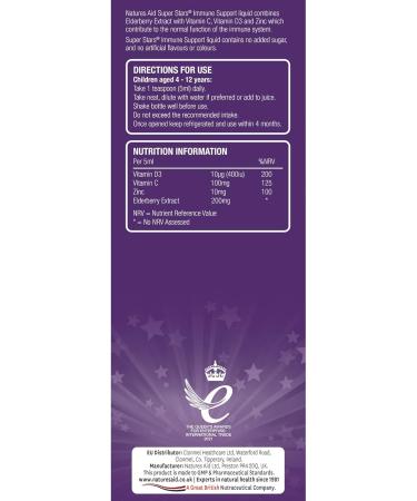 Natures Aid Super Stars Immune Support for Children 150ml - Natural Blackcurrant Flavour - Buy Online on GoSupps.com
