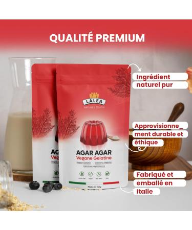 Agar Agar Powder 550g Natural Vegetable Gelatin for Jellies Desserts Jams Bovine Gelatin Leaf Substitute Rich in Fiber- Vegetal-Vegan - Buy Online on GoSupps.com