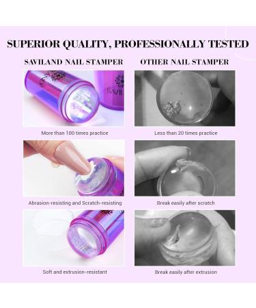 Saviland French Nail Stamper - 14PCS Silicone French Tip Stamp Kit - Purple Nail Stamper Set for French Manicure - Nail Tech Supplies Gift for Women - Buy Online on GoSupps.com