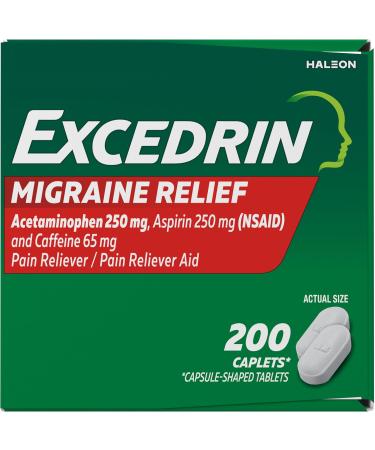 Excedrin Migraine Relief Caplets to Alleviate Migraine Symptoms - 200 Count Migrane Relief - 200 Count - Buy Online on GoSupps.com