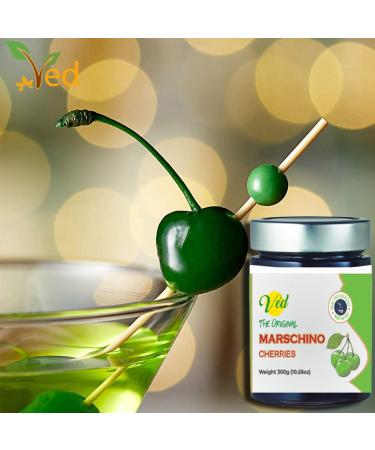 Ved Gourmet Original Black & Green Maraschino Cherries - Italian Cherry for Old-Fashioned Cocktails - Vegan Cocktail Bourbon Cherries in Natural Syrup for Cocktail Garnish - Buy Online on GoSupps.com