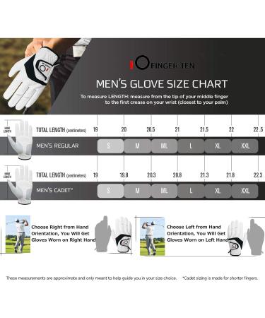 FINGER TEN Men's Golf Gloves 5 Pack - All Weather Leather Grip, Size Small-XL, White - Medium (Left Hand) - Buy Online on GoSupps.com