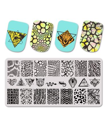 Nail Stamping Plates - Animal Snake Print Nail Stencils & Silicone Stamp Scraper | Manicure Salon Accessories for Perfect Nails - Buy Online on GoSupps.com