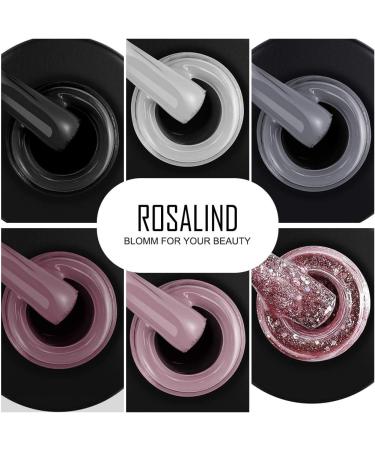 ROASLIND Gel Nail Polish Set 6 Colours 7ml Black Grey Glitter Pink Gel Polish Kit UV LED Soak Off Vanish DIY Manicure Nail Art Gift set4 - Buy Online on GoSupps.com