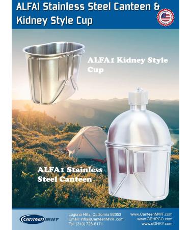 ALFA 1 Military Stainless Steel Canteen with Kidney Style Cup | Durable Hydration Solution - Buy Online on GoSupps.com