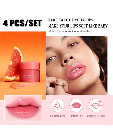 4PCS Lip Sleeping Mask Korean Lip Mask Jelly Sleep Lip Balm Lip Mask Set Reduce Lip Lines and Improve Lip Color Overnight Lip Treatment Care for Dry Cracked Lips Moisturizing Hydrating Nourishing - Buy Online on GoSupps.com