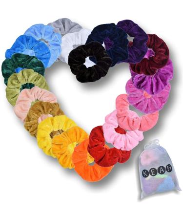 KEAH 20pcs Velvet Scrunchies Hair Bands with Storage Bag - Multi Color Hairbands for Girls and Women (Pack of 1) - Buy Online on GoSupps.com