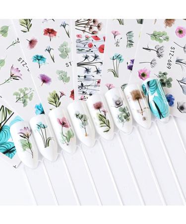 Cyalean Nail Art Stickers 24 Sheets Water Transfers DIY Art Nail Stickers Self Adhesive Colorful Flowers Watermark Nail Sticker for Women Girls Manicure DIY and as Kids Craft Art - Buy Online on GoSupps.com