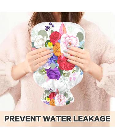 NAANLE 2L Hot Water Bottle with Lid - Floral Design for Back Pain Relief & Cold Therapy - Transparent Hand & Foot Warmer - Buy Online on GoSupps.com