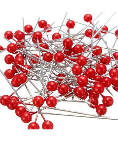 La Tartelette 800pcs Round Pearl Head Dressmaking Pins Weddings Corsage Florists Sewing Pin (3.5 cm  Red) 3.5 cm Red