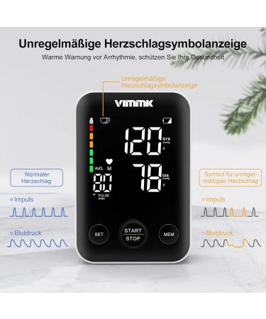 Vimmk Blood Pressure Monitor - Digital Upper Arm Device with LED Display Arrhythmia Detection Pulse Measurement & 2x120 Memory - Cuff Size 22-40cm - Black - Buy Online on GoSupps.com