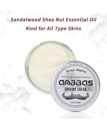 Anbbas 5.3oz Shaving Cream for Men and Women - Sensitive Skin Wet Shave Cream with Sandalwood & Shea Nut Essential Oils - Buy Online on GoSupps.com