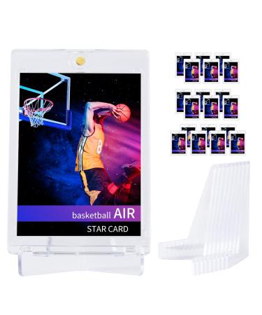 20 Pieces Magnetic Card Holder with 10 Pieces Display Stands Baseball Card Protectors Hard Plastic Ultra Pro One Touch Card Holder 35PT Acrylic Magnetic Card Holders for Trading Football Sport Cards 20+10