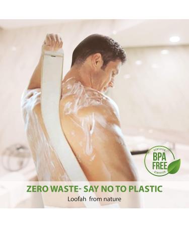 2-Pack Natural Exfoliating Back Scrubber Loofah Body Bath Sponge - Deep Clean Bathing and Shower Washing Pad - Buy Online on GoSupps.com