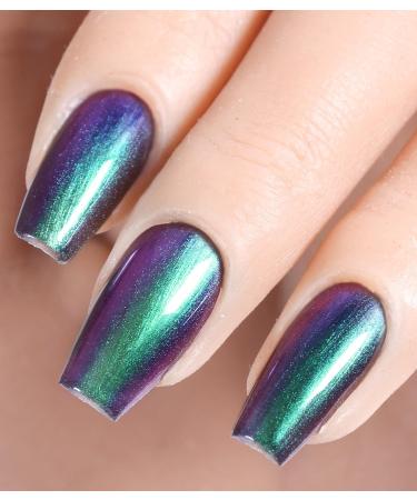 DouborQ Chameleon Nail Polish Holographic Glitter Nail Polish Chrome Nail Art Varnish Green Holo - Buy Online on GoSupps.com
