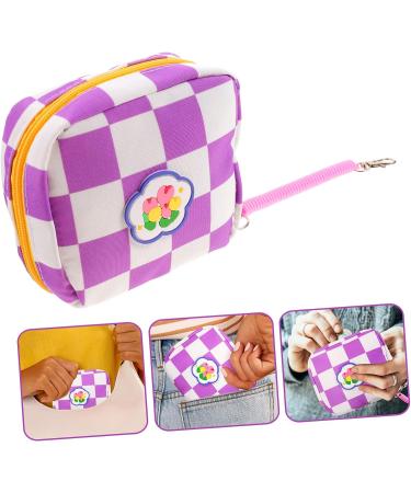 Healifty Aunt's Towel Storage Bag Set - Mini Clutch Organizer Pouch for Women | Portable Period Bag with Zipper Closure and Button Tampon Holder - Pu Violet - Buy Online on GoSupps.com