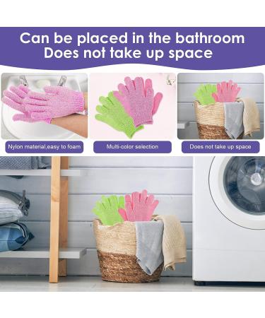 4PCS Exfoliating Gloves Body Scrubber - Dual Texture Bath Gloves for Shower Spa - Dead Skin Remover - Grass Green Pink - Buy Online on GoSupps.com