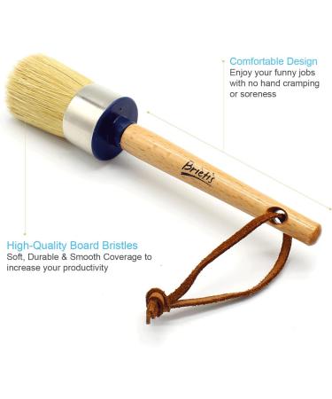 Brietis 2-inch Round Chalk and Wax Paint Brush - Soft Boar Bristles for DIY Furniture and Art Crafts - Water-Based and Reusable - Lightweight and Durable - Buy Online on GoSupps.com