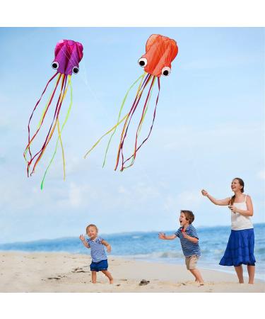 HENGDA KITE: Large Easy Flyer Octopus Kite for Kids - 31 Inches Wide - Perfect for Beach or Park - Orange & Purple - Buy Online on GoSupps.com
