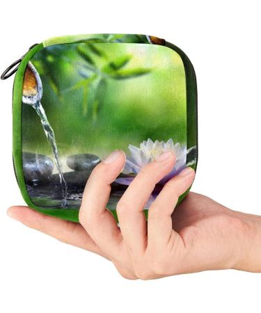 Zen Garden Waterlily Menstruation Pad Bag with Zipper | Stylish Women's Napkin & Tampon Collection Bag - Buy Online on GoSupps.com