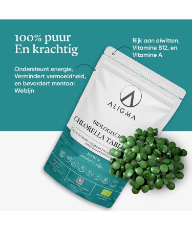 Aligma Organic Chlorella Tablets 500x500 mg for Immune System Booster Super Greens Tablets Natural Source of Vegan Protein Minerals & Vitamins Resealable Packaging - Buy Online on GoSupps.com