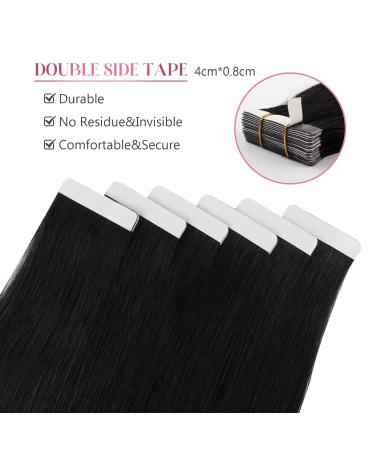 Sixstarhair Tape In Extensions - Real Hair #1 Black 50g 40cm - Invisible Tape Extensions for Seamless Volume - Buy Online on GoSupps.com